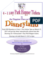 Disneyland 1 Day Park Hopper Tickets (4) Drawing