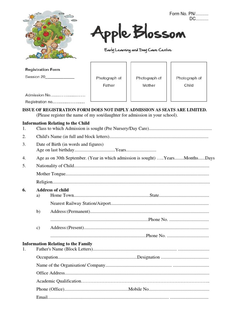 Information Relating To The Child: Issue of Registration Form Does Not ...