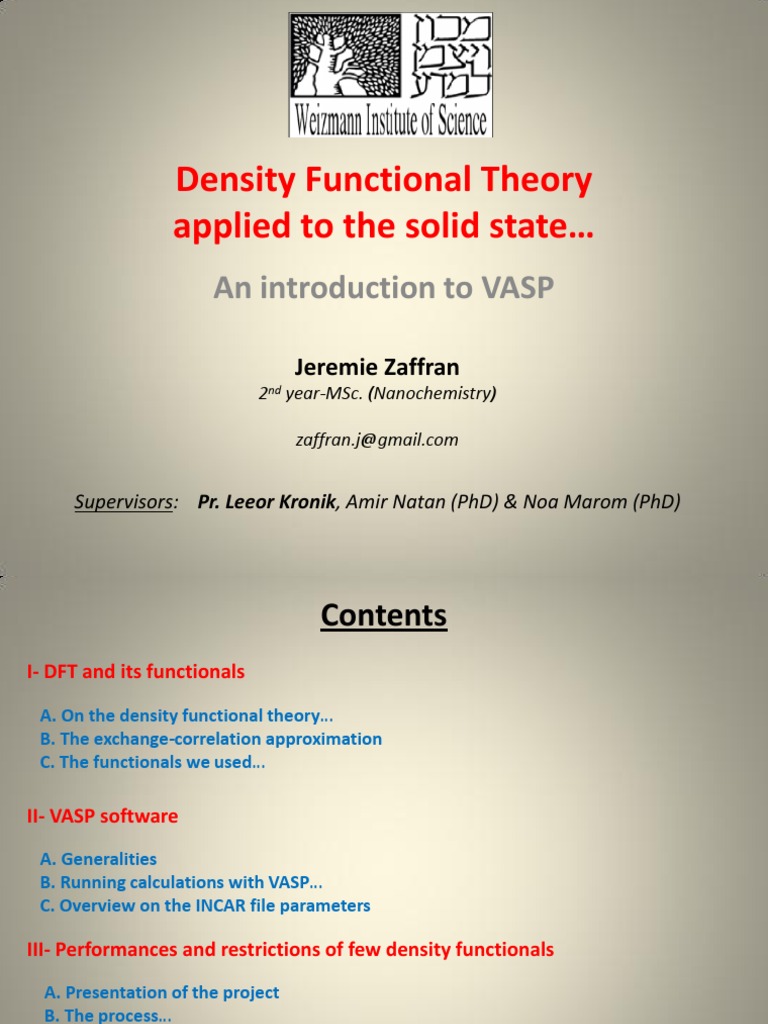 DENSITY FUNCTIONAL PERTURBATION THEORY VASP intelligence overview