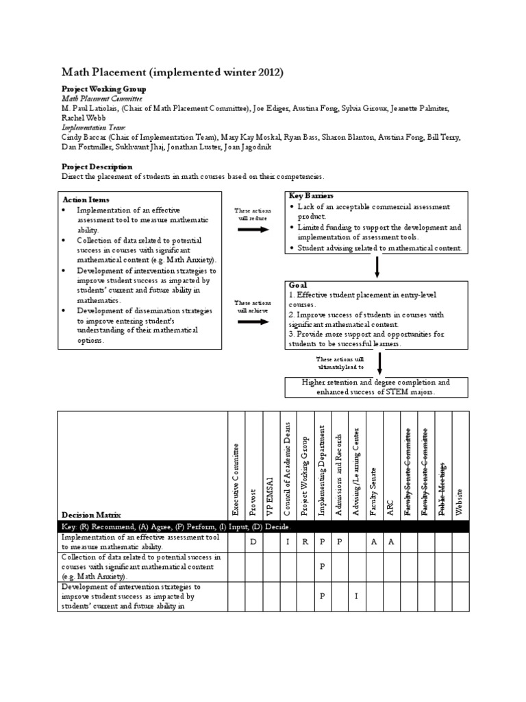 Math Placement Strategy for Student Success | PDF | Statistics ...