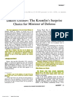 Dmitri Ustinov: The Kremlin's Surprise Choice For Minister of Defense