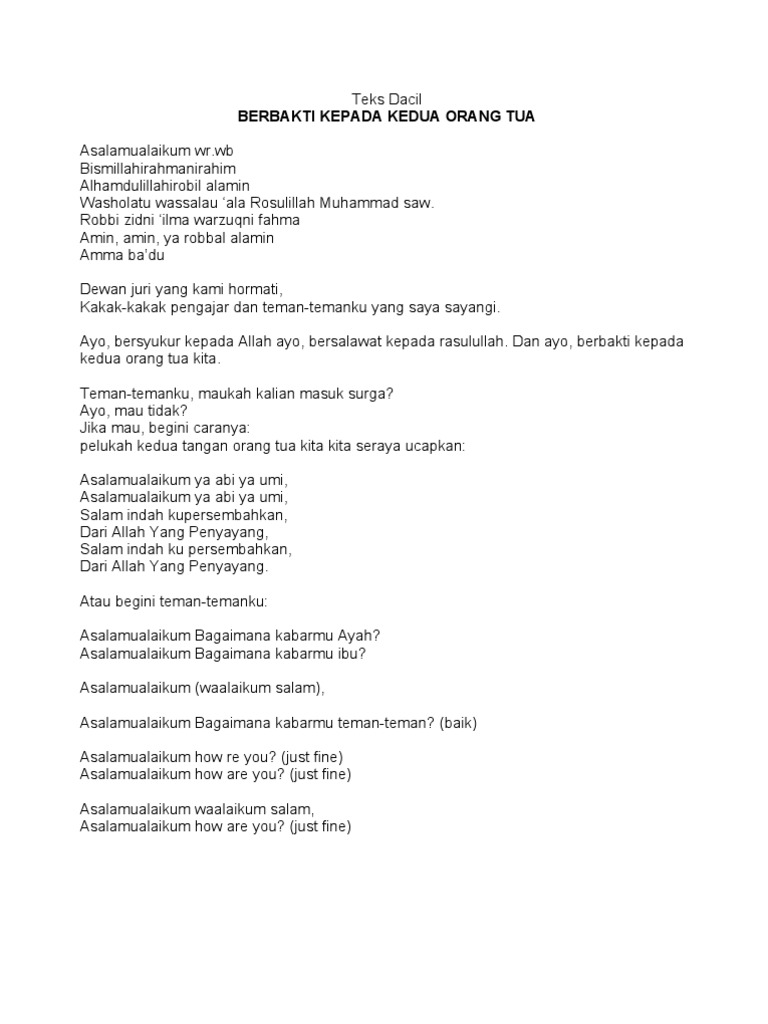 Teks Pidato Judul Berbakti Kepada Orang Tua Terkait Teks