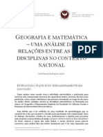 Geografia e Matemática - Uma Análise Das Relações Entre As Duas Disciplinas No Contexto Nacional