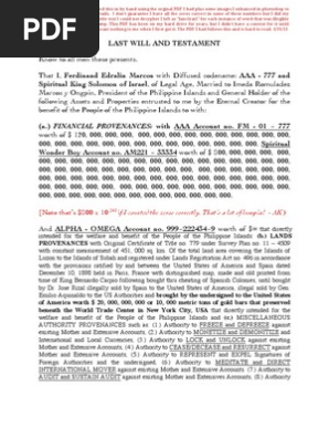 Last Will and Testament of Ferdinand Marcos, President of the Philippines
