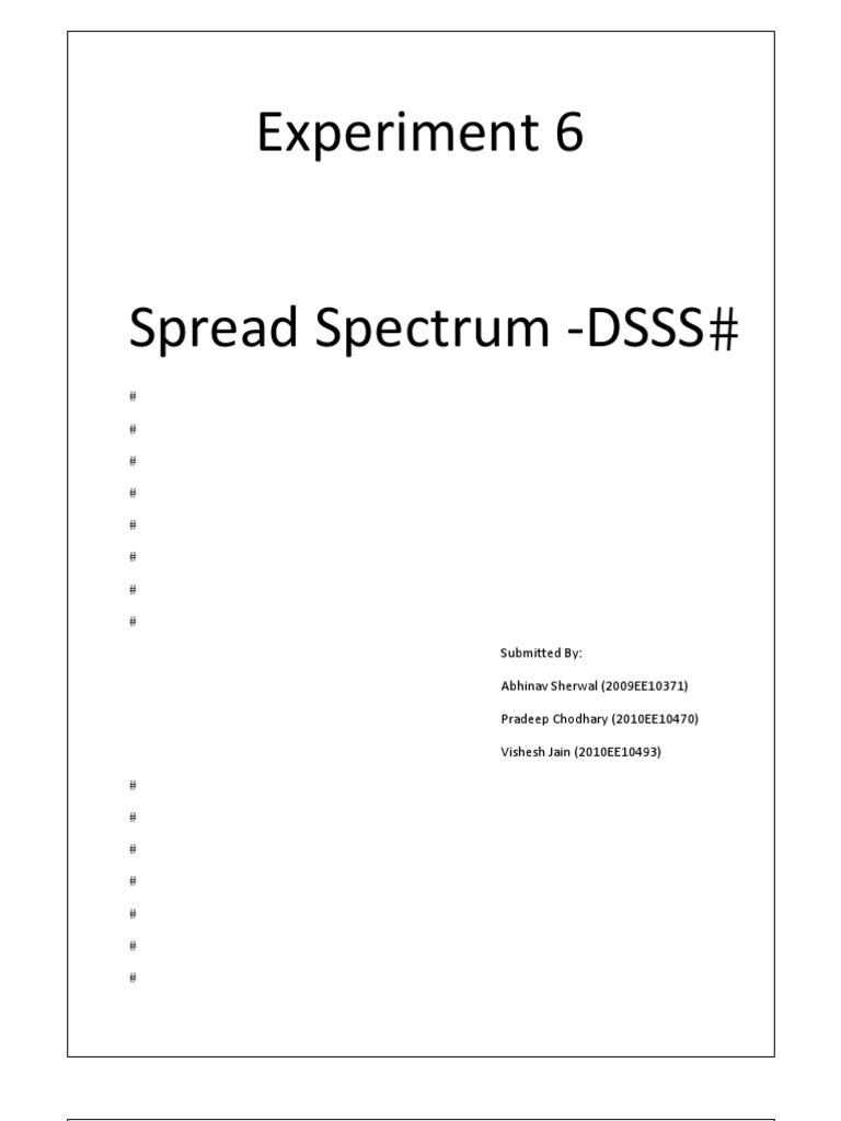 Direct Sequence Spread Spectrum Experiment | PDF | Bandwidth (Signal ...