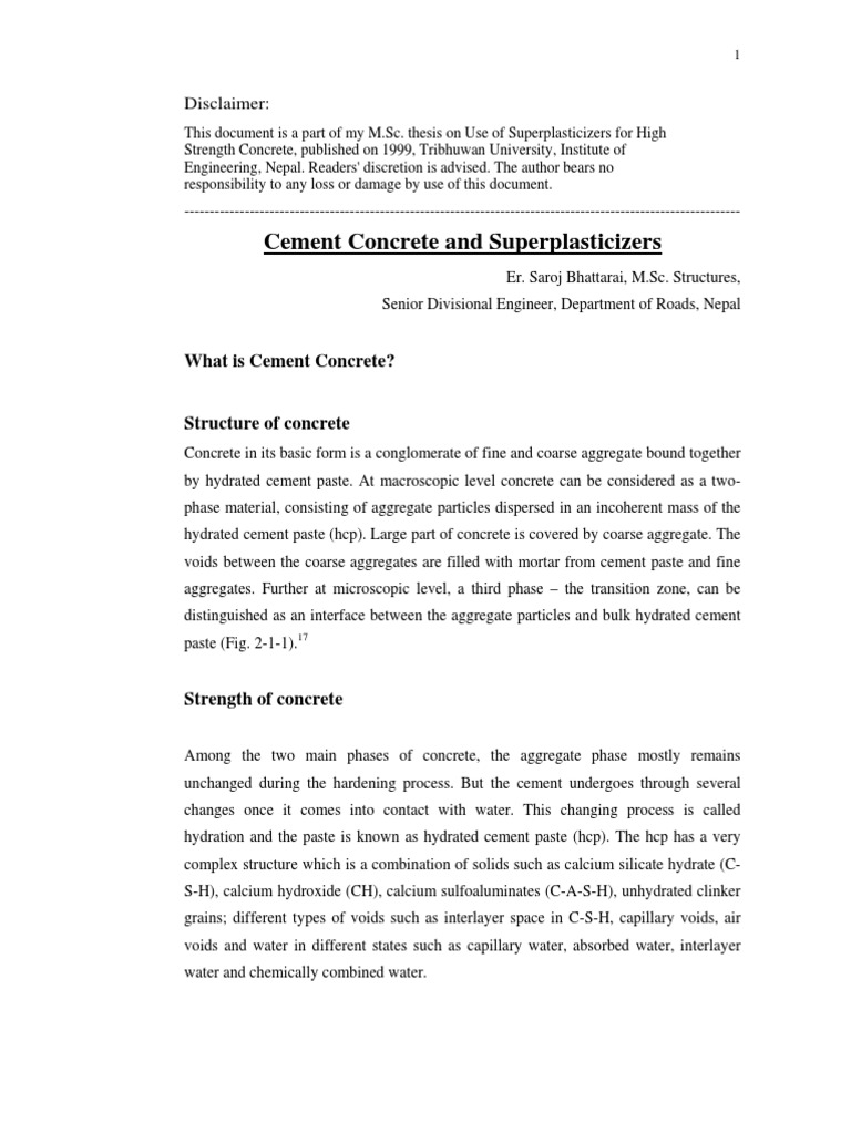 Superplasticizers in High Strength Concrete | PDF