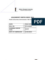 Assignment Winter Drive 2012: Master of Business Administration-MBA Semester 4