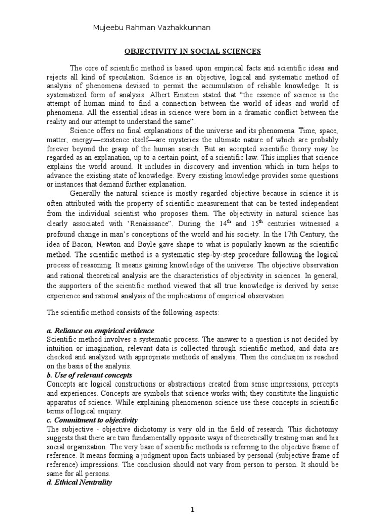 Understanding Objectivity in Social Sciences | PDF | Social Science ...