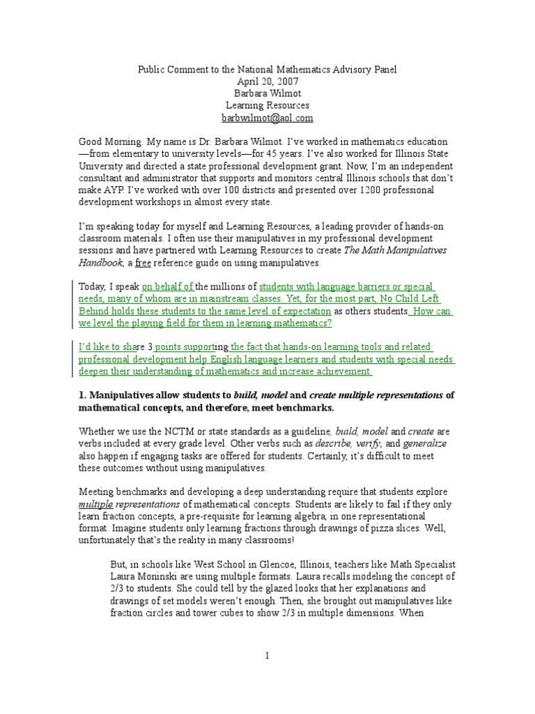 Enhancing Math Learning with Manipulatives | PDF | National Council Of ...