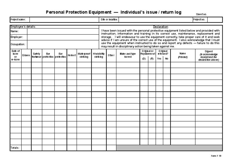 PPE Issue and Return Log Template | PDF | Law