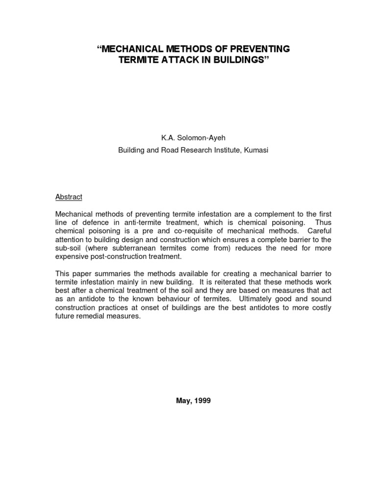 Mechanical Barriers Against Termites | PDF | Wall | Lumber