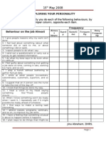 Exploring Personality - Questionnaire