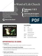 Church Bulletin for February 1 & 3, 2013