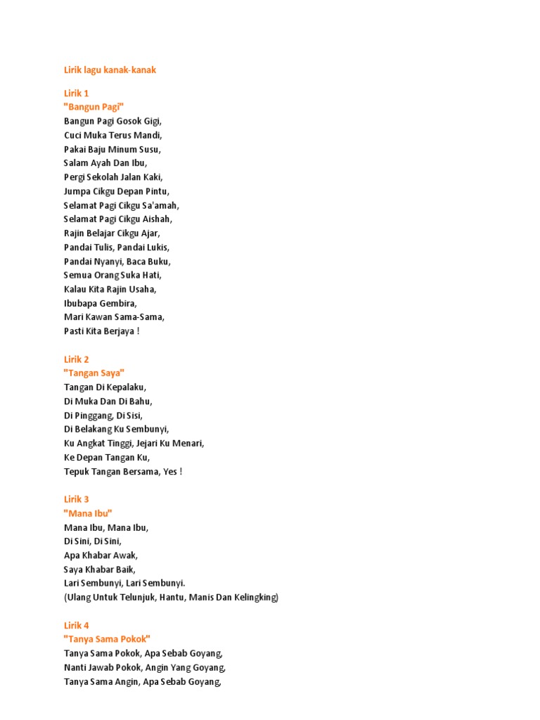 Lirik Lagu Kanak Pdf