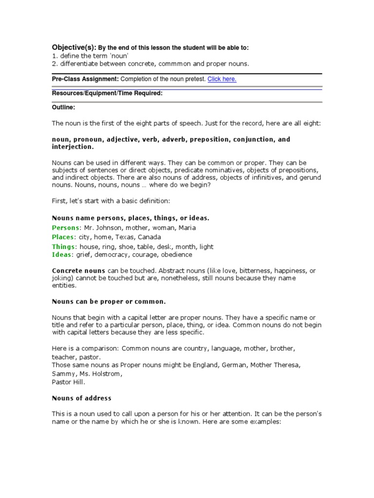 Objective PDF Noun Object (Grammar)