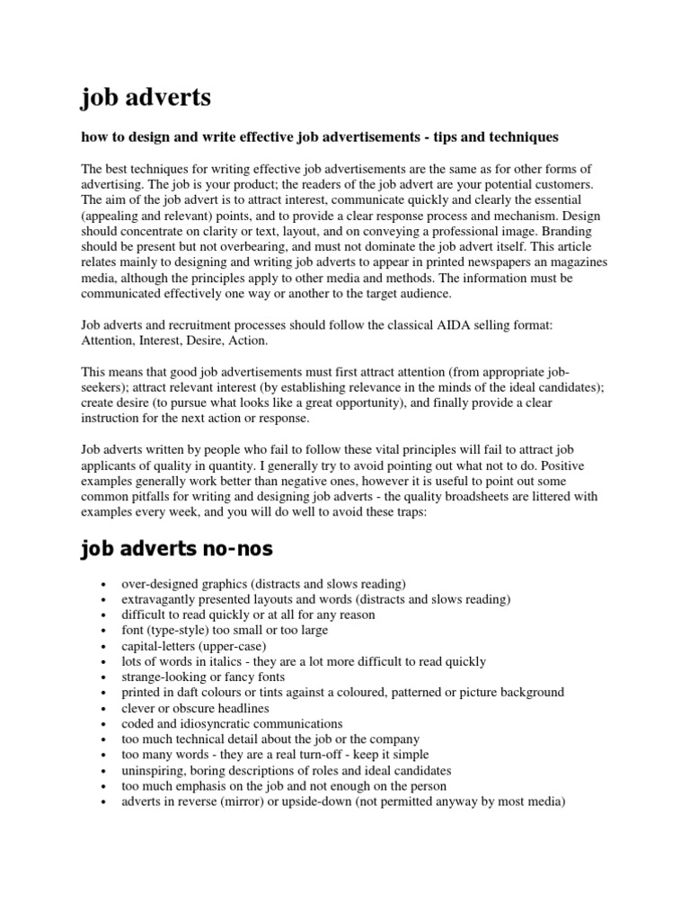 Job Adverts | PDF | Advertising | Recruitment