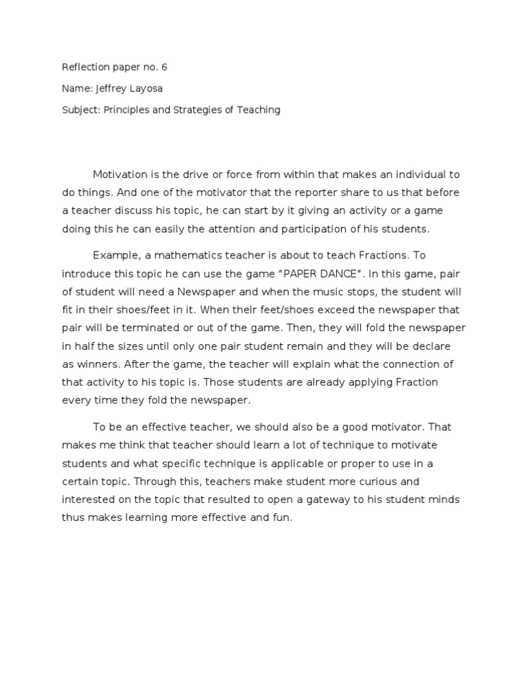 Reflection Paper No. 6 | PDF