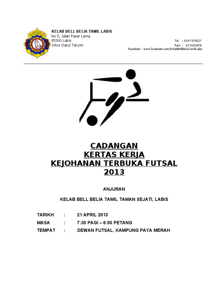 Cadangan Contoh Kertas Kerja Program Sukan