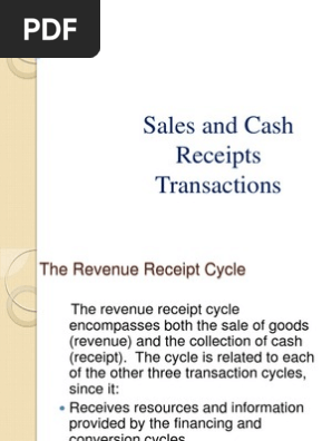 Sales and cash Receipts Transaction