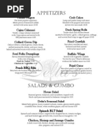 Dinner Menu Jan 2012