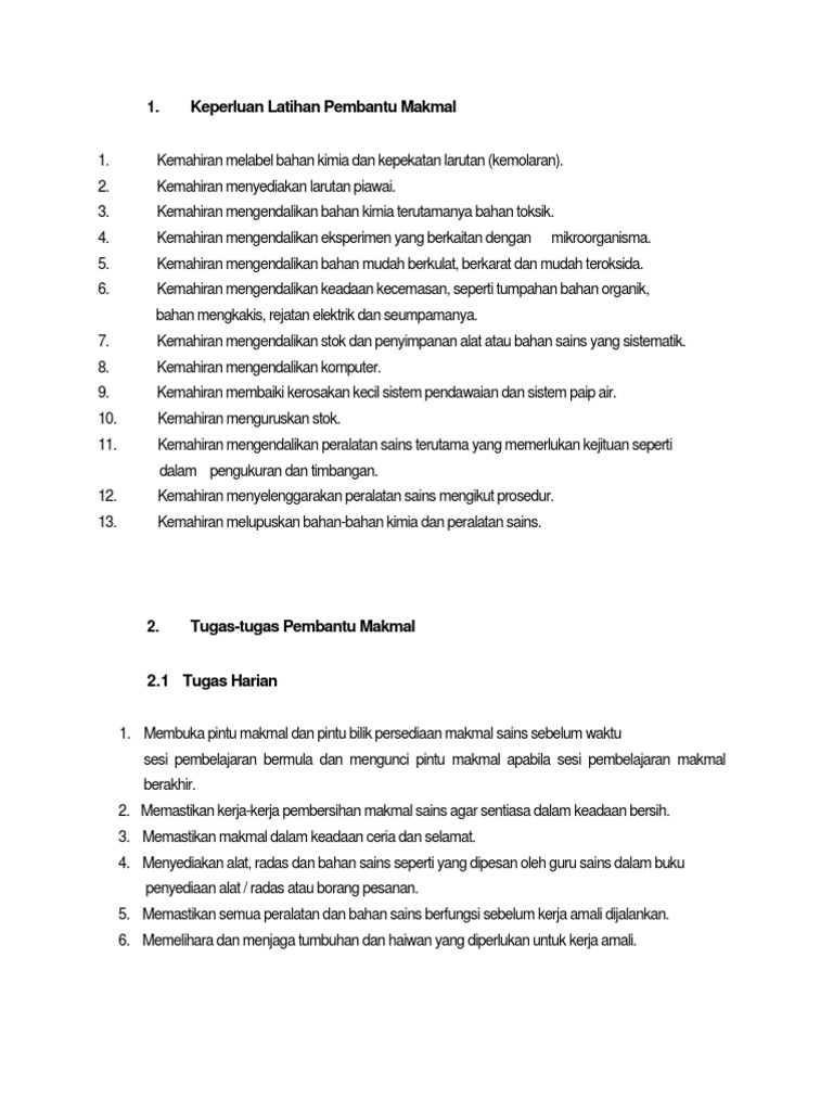 Tugas Pembantu Makmal  PDF