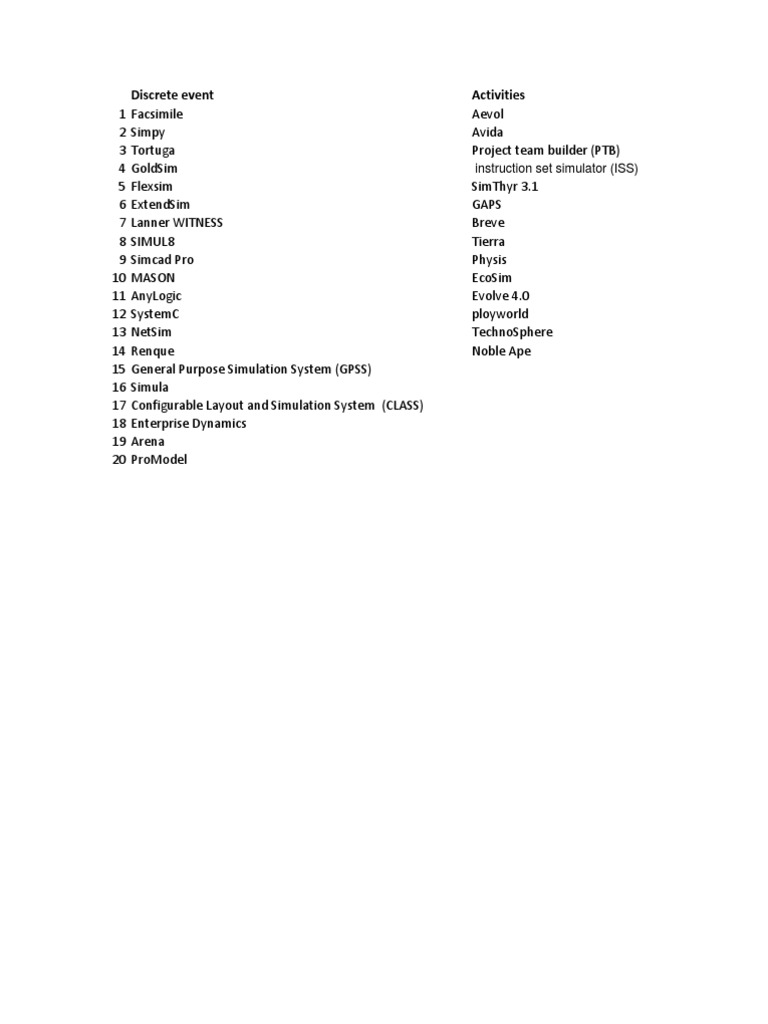 Discrete Event Simulation Software List | PDF | Teaching Methods ...