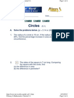 Circles: A. Solve The Problems Below. (Pi 3.14 or (22/7) )