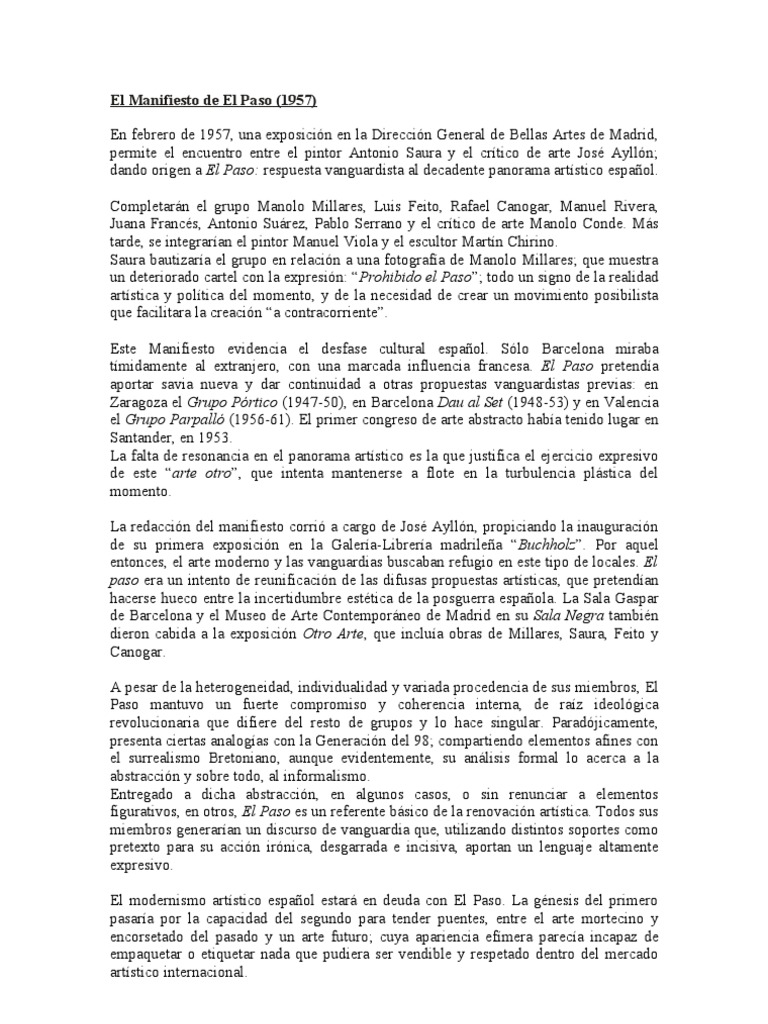 El Manifiesto de El Paso | PDF | Arte abstracto | Vanguardia