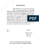 A Study On Buying Behavior of Customer While Purchasing Four Wheeler of Maruti India Ltd.