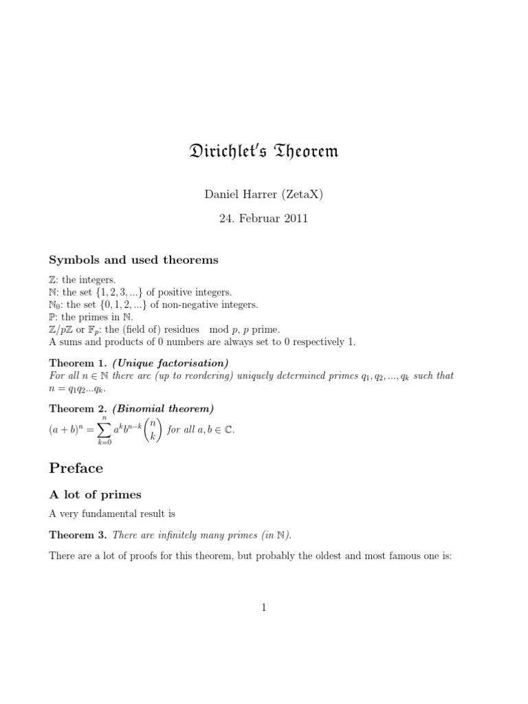 Dirichlet's Theorem on Primes | PDF | Prime Number | Theorem