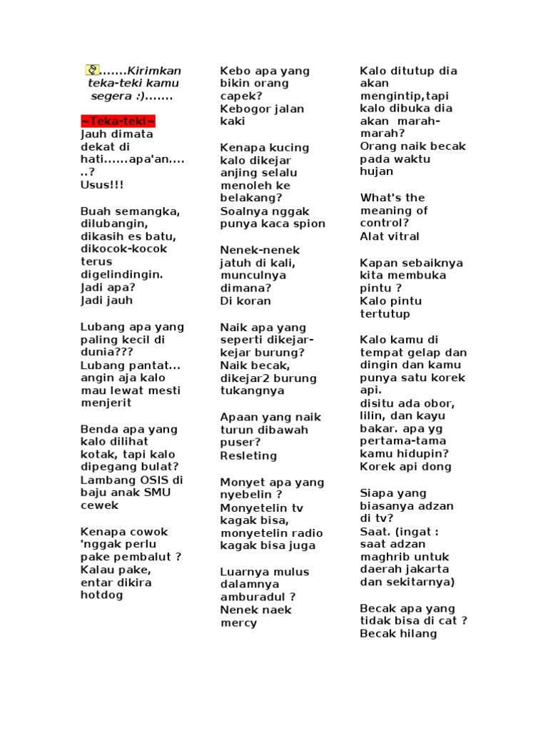 Teka Teki Jauh Dimata Dekat Dihati  Berbagai Mata