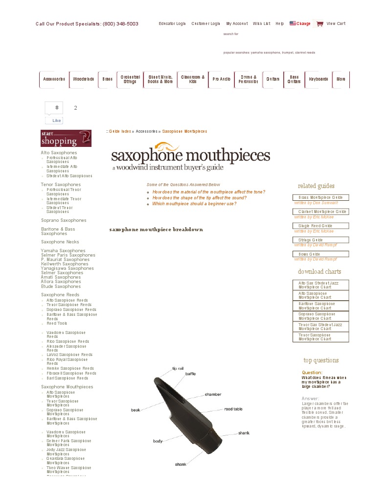 saxophone mouthpiece buyers guide comparison chart wwbw com Saxofone