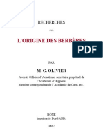 Olivier M. G. - Recherches sur l'origine des berbères