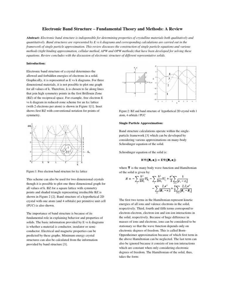 Electronic Band Structure Methods Review | PDF | Electronic Band ...