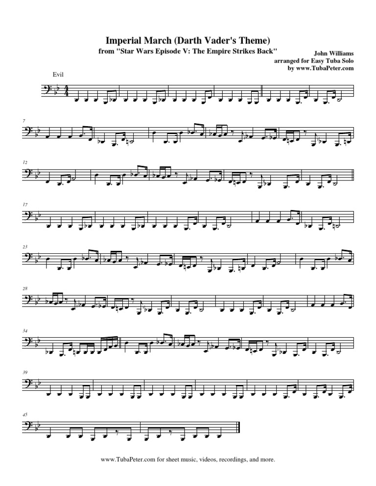 Imperial March Easy Tuba Solo | PDF