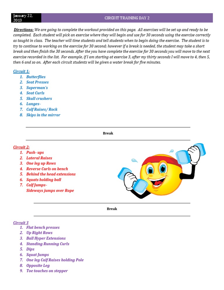 Circuit Training Workout Plan | PDF | Wellness