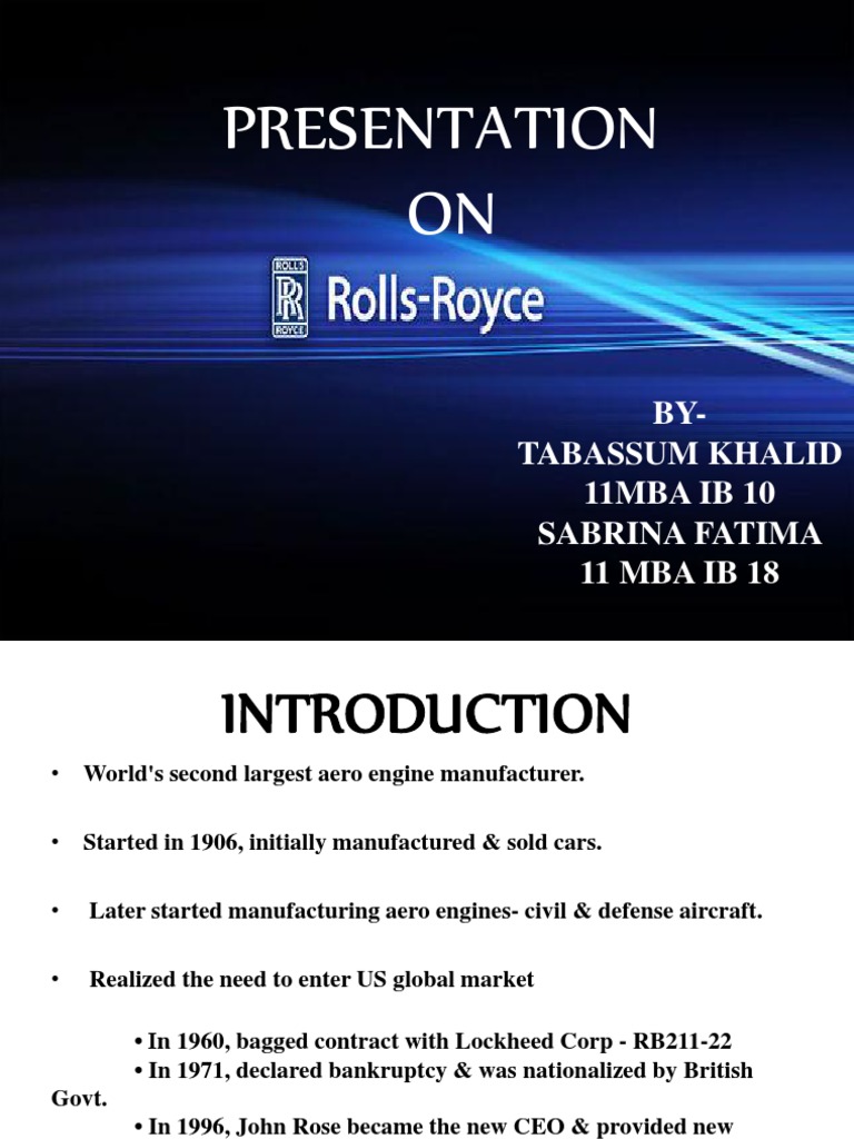 Presentation On Rolls Royce Pdf Engines Airbus