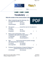 Vocabulary: Write The Number of The Correct Answer in The Brackets