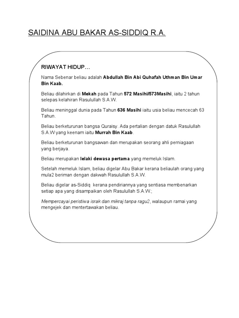 Bab 2 Khalifah Abu Bakar Al Siddiq R A Ppt Download