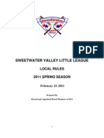 Sweetwater Valley Little League: Local Rules 2011 Spring Season