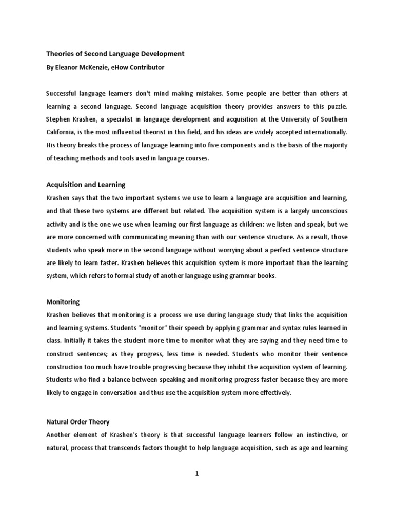 Theories of second language development by eleanor mckenzie ehow