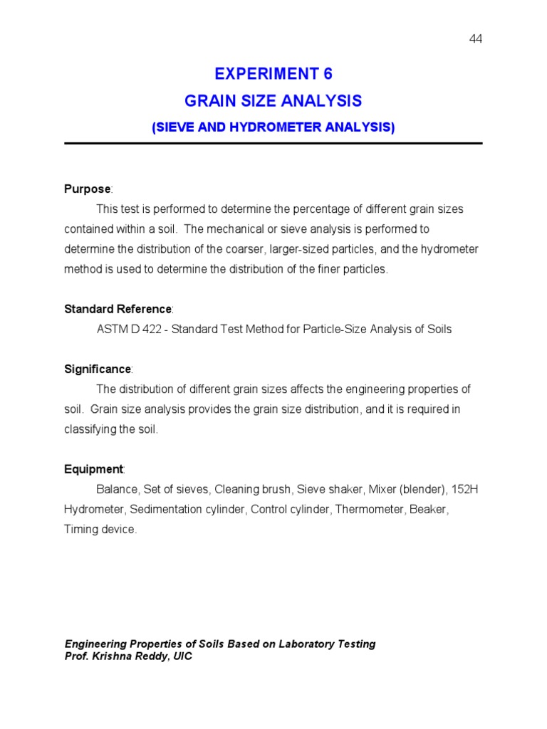Grain Size Analysis of Soil Methods | PDF | Home & Garden | Science ...