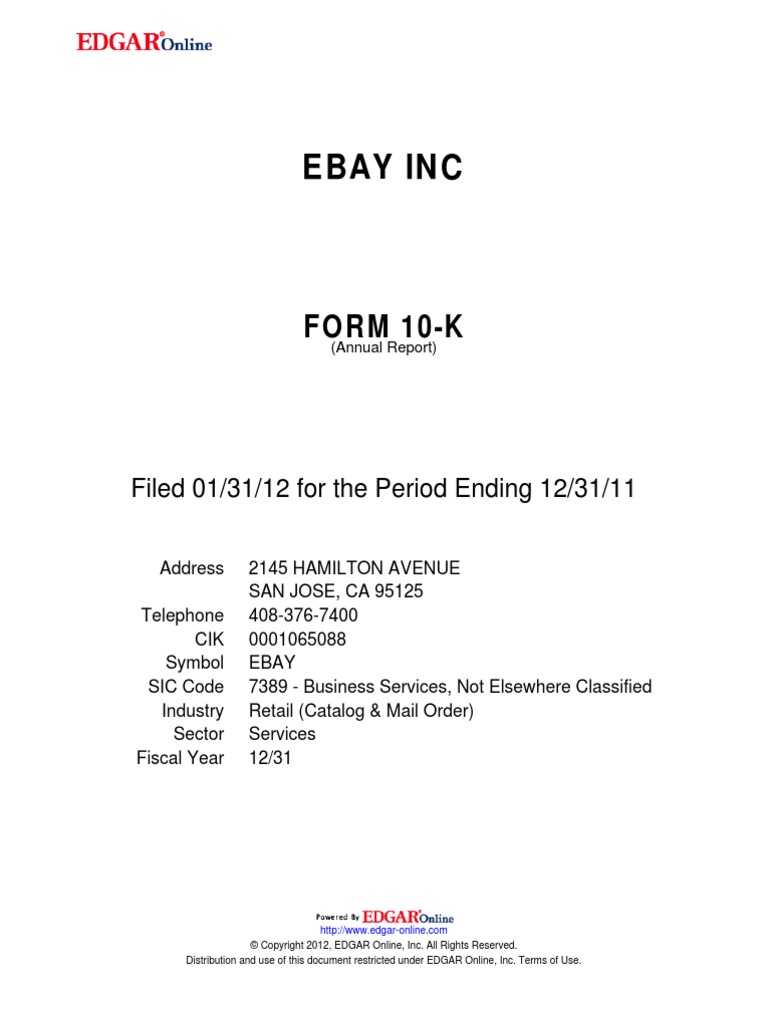 Ebay Report PDF Pay Pal Form 10 K