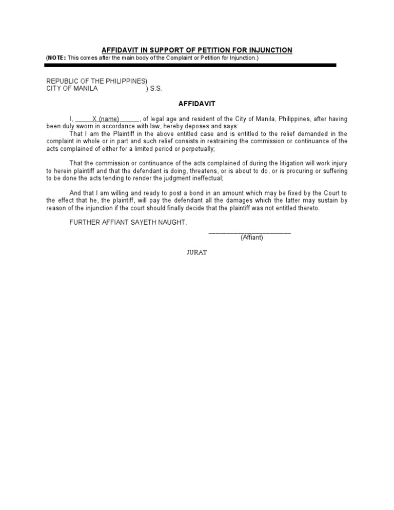 Affidavit for Injunction Support | PDF | Affidavit | Lawsuit
