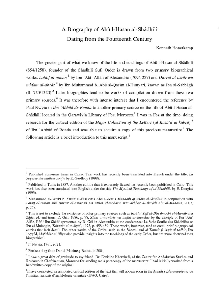 Manuscript of Abû l-Hasan al-Shâdhilî | PDF | History