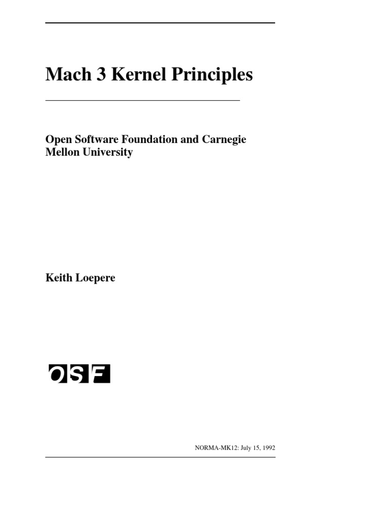 Mach 3 Kernel Principles PDF Thread Kernel (Operating