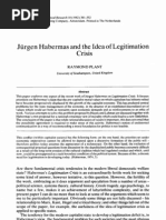 Jurgen Habermas and The Idea of Legitimation Crisis: Raymond Plant