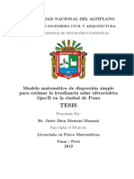 Tesis Justo - Modelo Matem Atico de Dispersi On Simplepara Estimar La Irradiancia Solar Ultravioletatipo-B en La Ciudad de Puno