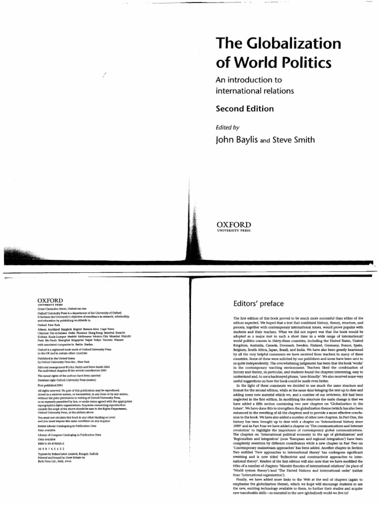 The Globalization of World Politics. Introduction To International ...