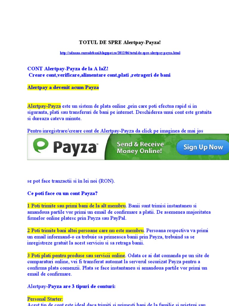 Totul Despre Alertpay Payza